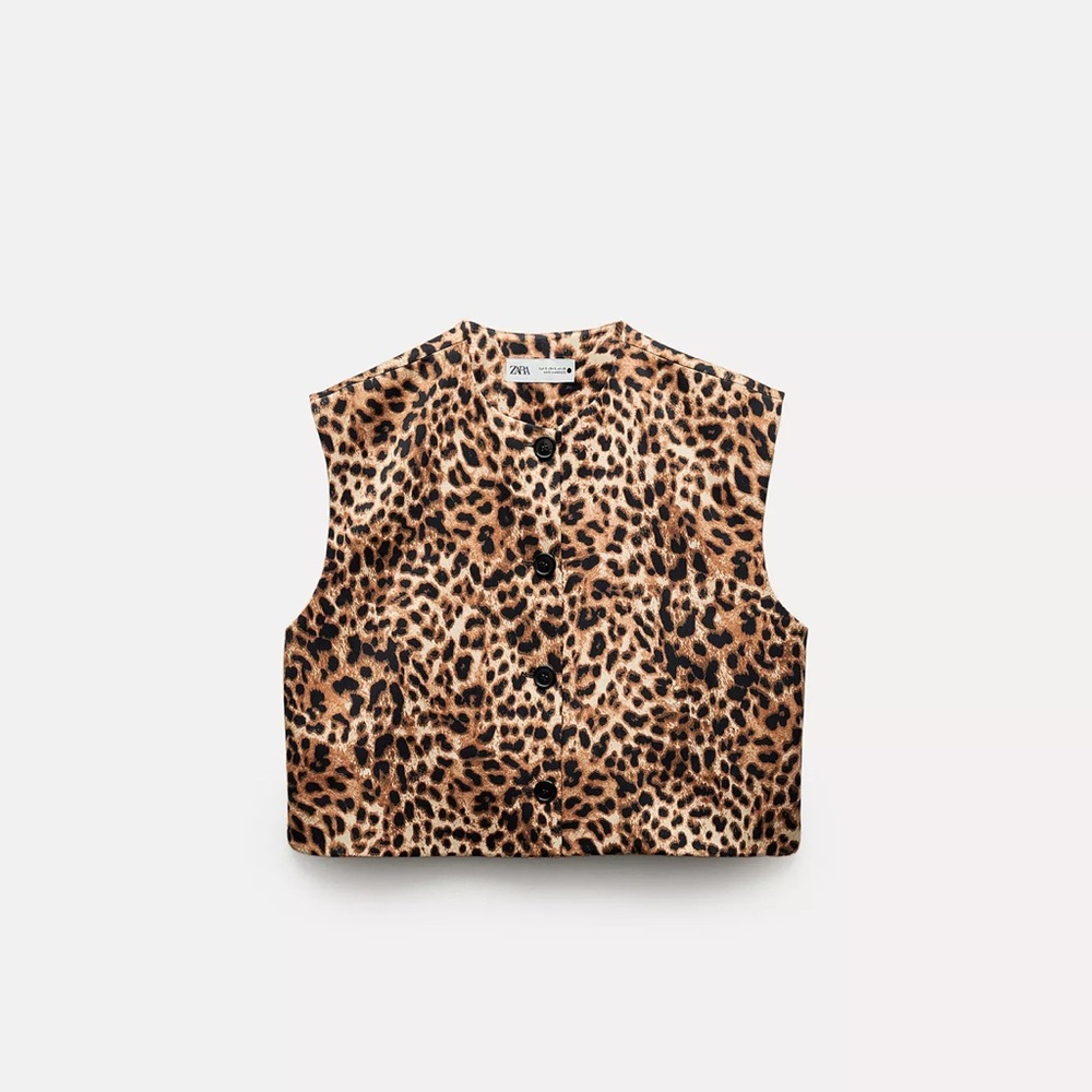 Zara Leopard buttoned vest top